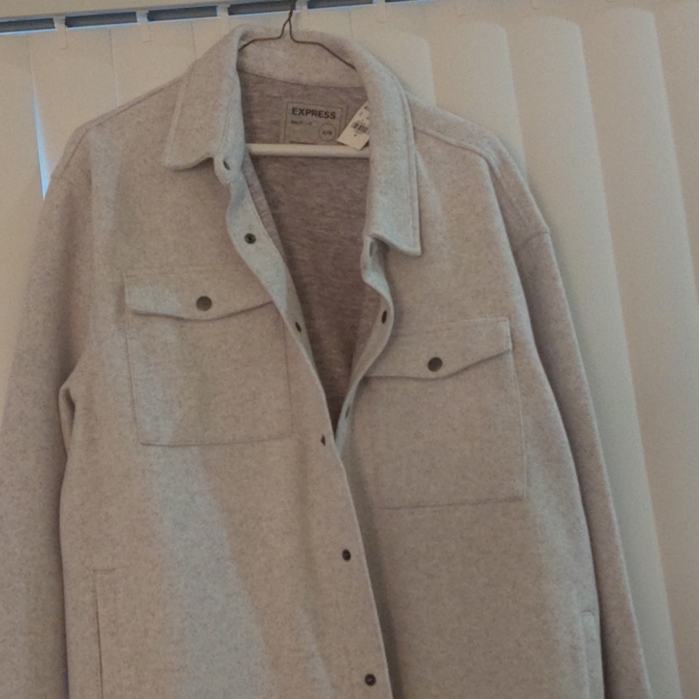 Gray Express wool blended shacket